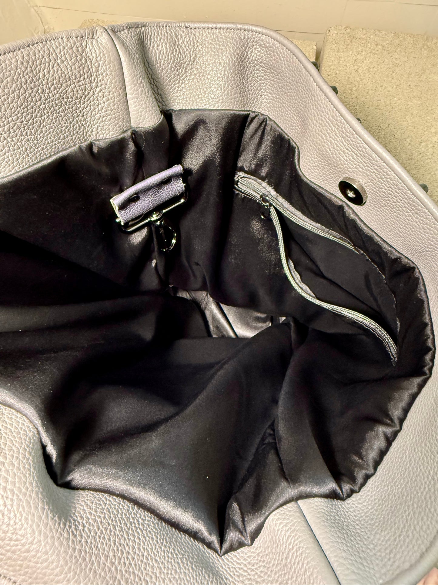 STUDDED "SPACEMAN" LEATHER TOTE