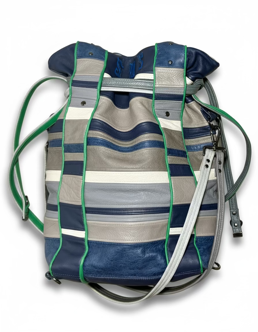 STRIPED LEATHER "SPACEMAN" TOTE