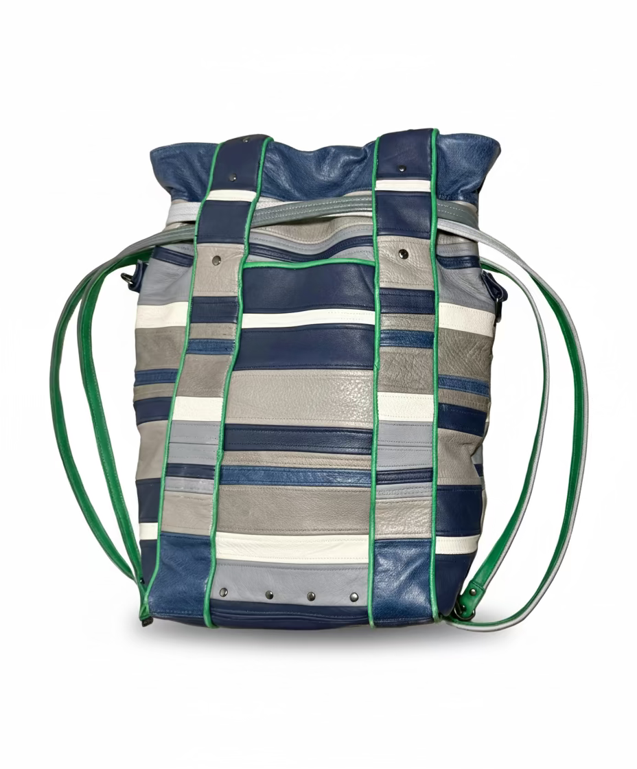 STRIPED LEATHER "SPACEMAN" TOTE