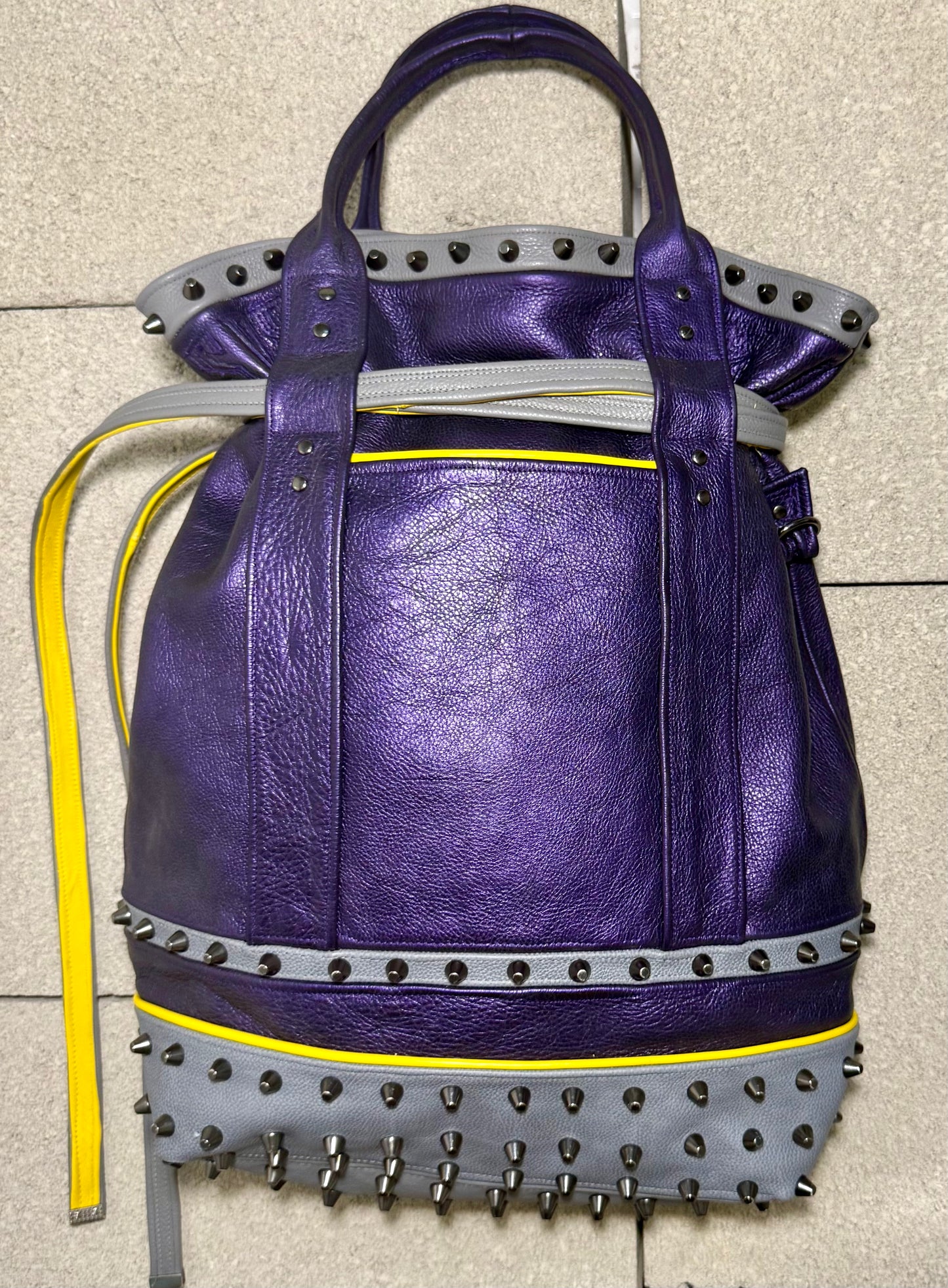 STUDDED "SPACEMAN" LEATHER TOTE