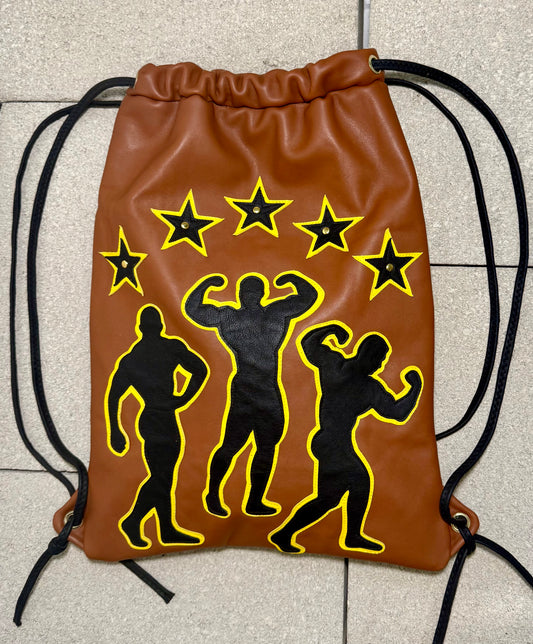 "VOYAGER" DRAWSTRING LEATHER GYM BAG