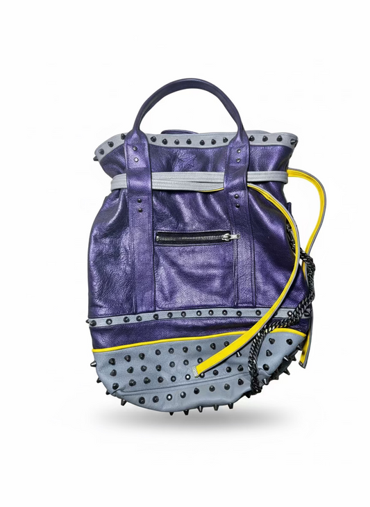 STUDDED "SPACEMAN" LEATHER TOTE