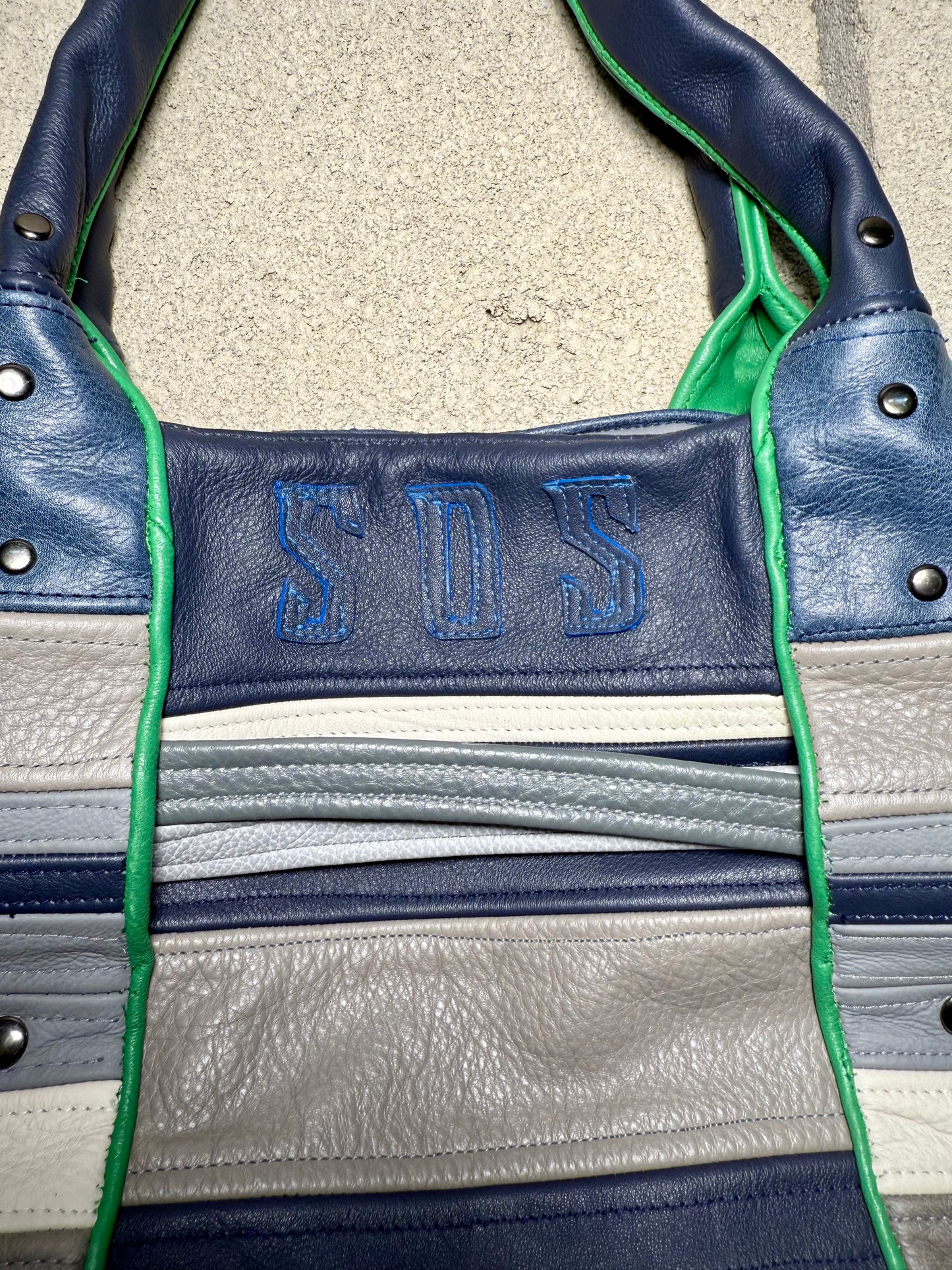 STRIPED LEATHER "SPACEMAN" TOTE