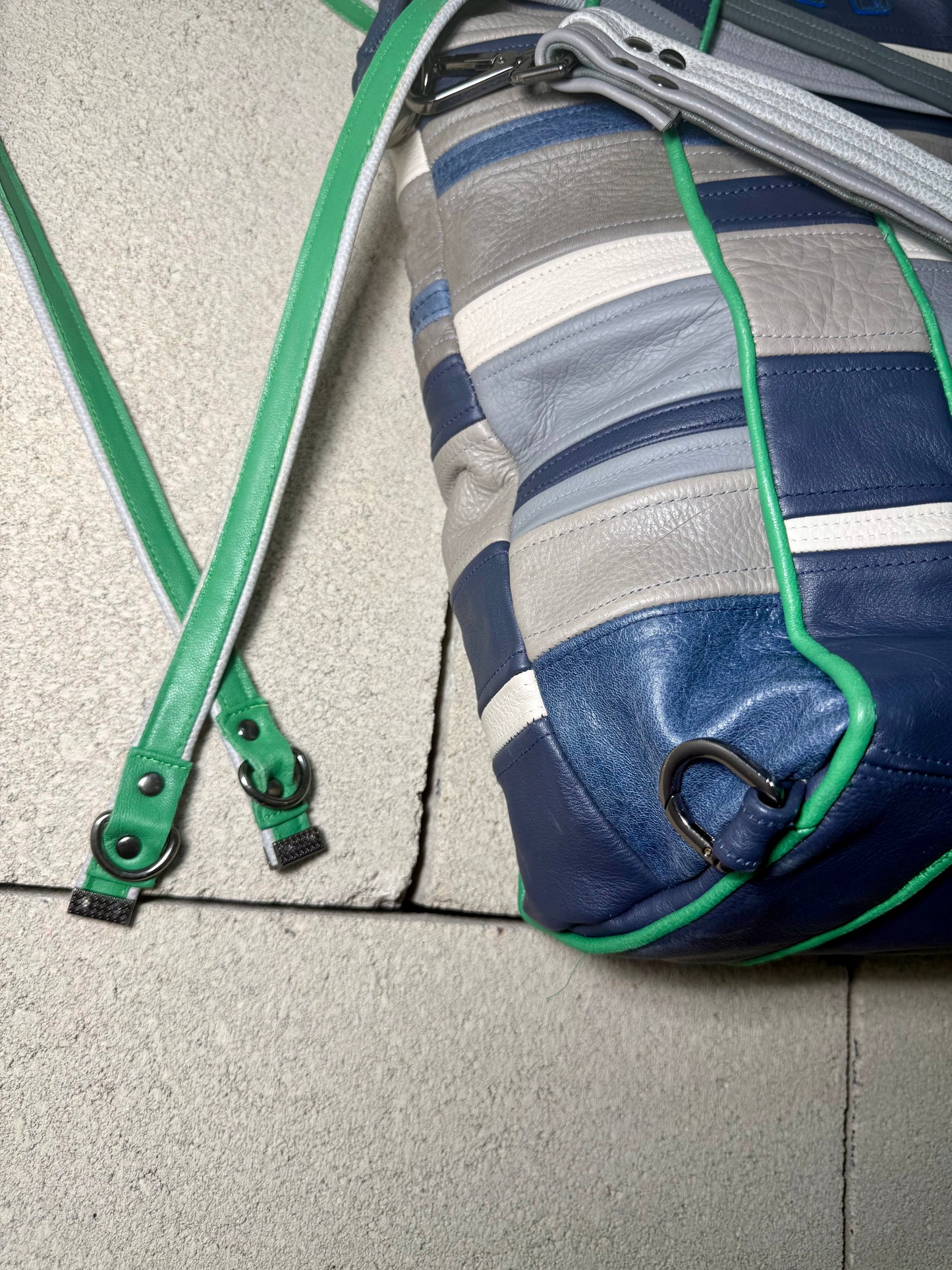 STRIPED LEATHER "SPACEMAN" TOTE