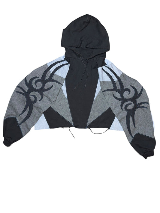 FRANKENSTEIN TRIBAL CROPPED HOODIE - XL
